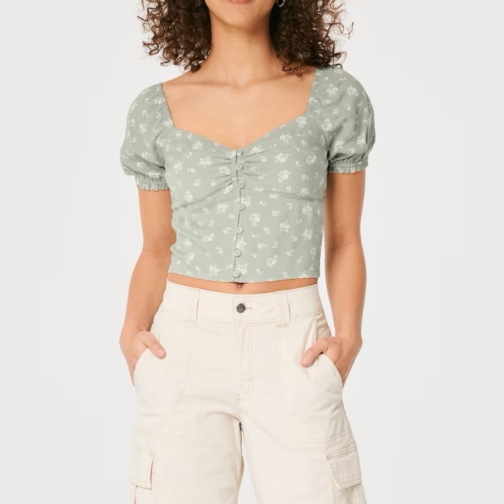 Hollister Short Sleeve Button-Front Top